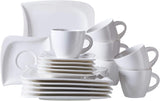 Verso de Mäser, Serie La Musica, Servizio da caffè 18 pezzi, Servizio da tavola in porcellana per 6 persone, 921172, Bianco