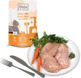 MjAMjAM - Cibo umido premium per gatti - Confezione mista I - Pollo, manzo, cuori Confezione da 12 (12 x 125 g), senza cereali con carne extra