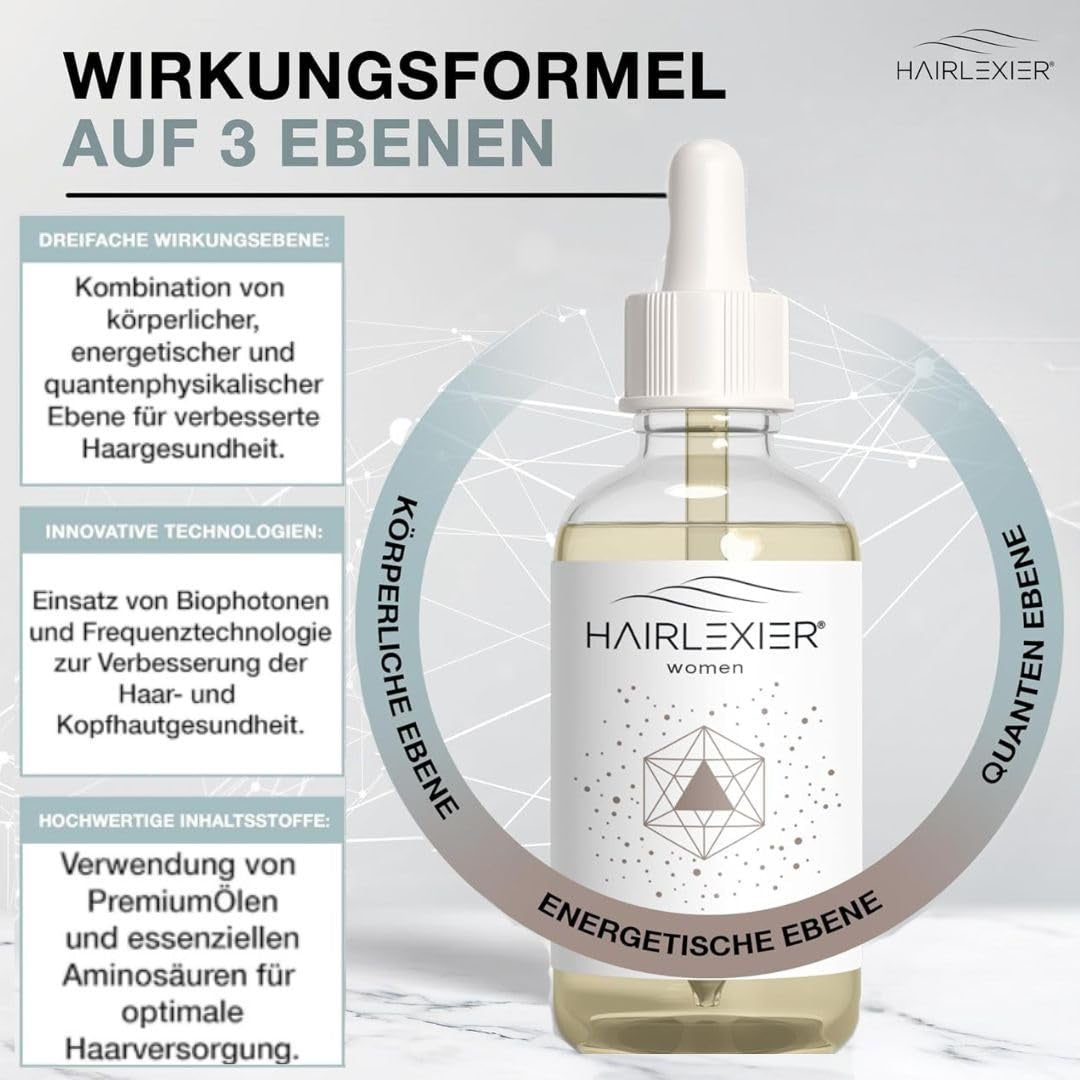 Hairlexier Rimedio per la Crescita dei Capelli per Donne - Olio per capelli al rosmarino, Olio per capelli all'olio di ricino, Olio alla lavanda, Siero naturale per capelli contro la caduta diffusa dei capelli, Supporta la crescita dei capelli, Vegano e biologico + Manuale per la cura dei capelli Naty Shop