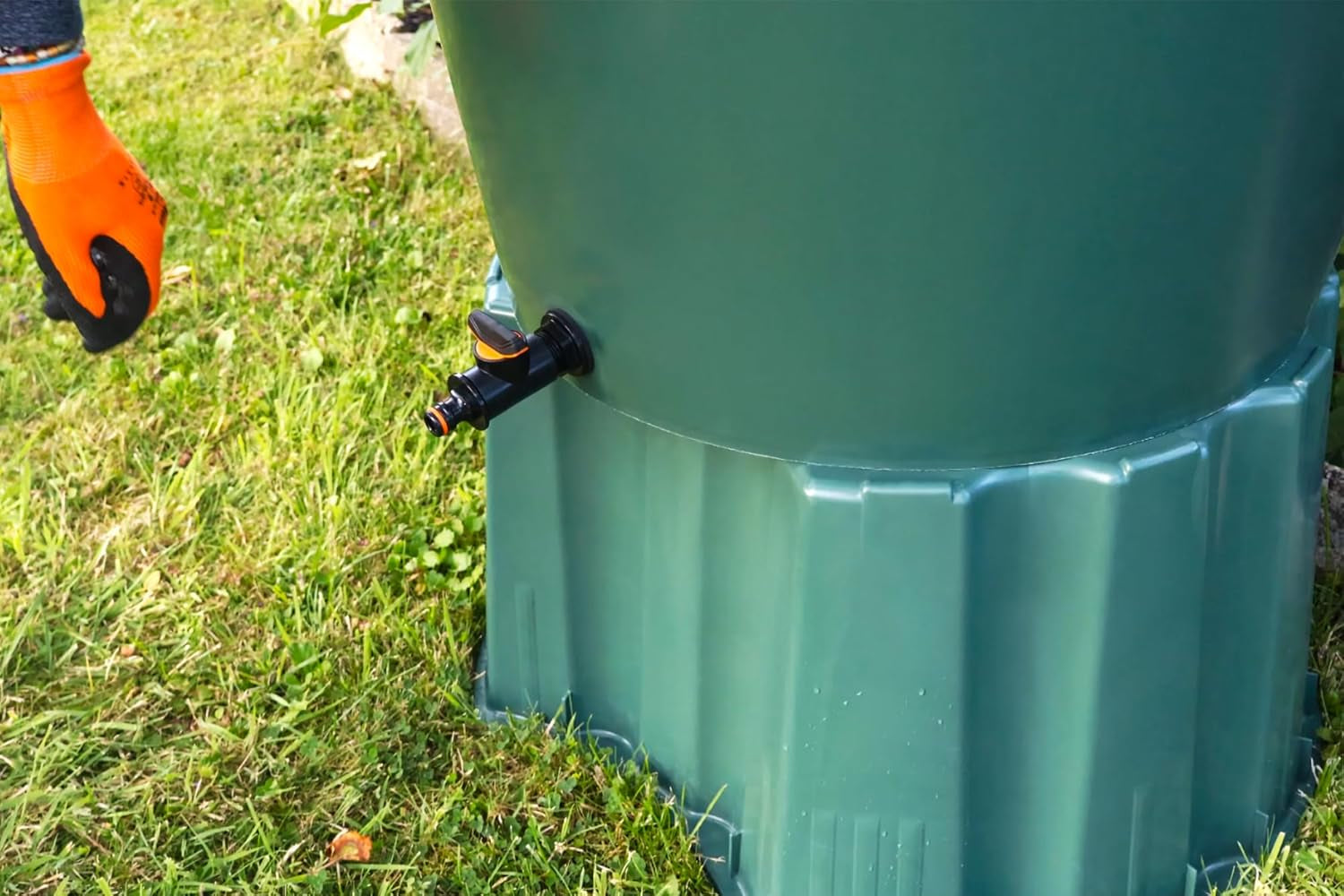 Raccordo per serbatoio con valvola di intercettazione Filettatura esterna da 26,44 mm Attacco rapido da 3/4" Raccordo per barile di pioggia Barile di acqua piovana 1 pezzo