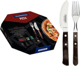 Tramontina PIZZA Besteck, Set da 8 pezzi, per 4 persone, Rostfreier Edelstahl, Fsc-Zertifizierte Holzgriffe, Spülmaschinenfest Kitchen Naty Shop