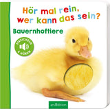 Ascolta, chi potrebbe essere? - Animali da fattoria: accarezzare e ascoltare | Libro illustrato in cartone di alta qualità con 5 suoni ed elementi tattili per bambini a partire dai 18 mesi Baby Toys Naty Shop Book