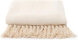 HOMLA Morris Plaid Coperta in cotone con frange - Coperta morbida e confortevole Coperta in cotone - tessuto pregiato 130 X 170 cm Ecru Letti e coperte Besuche den HOMLA-Store