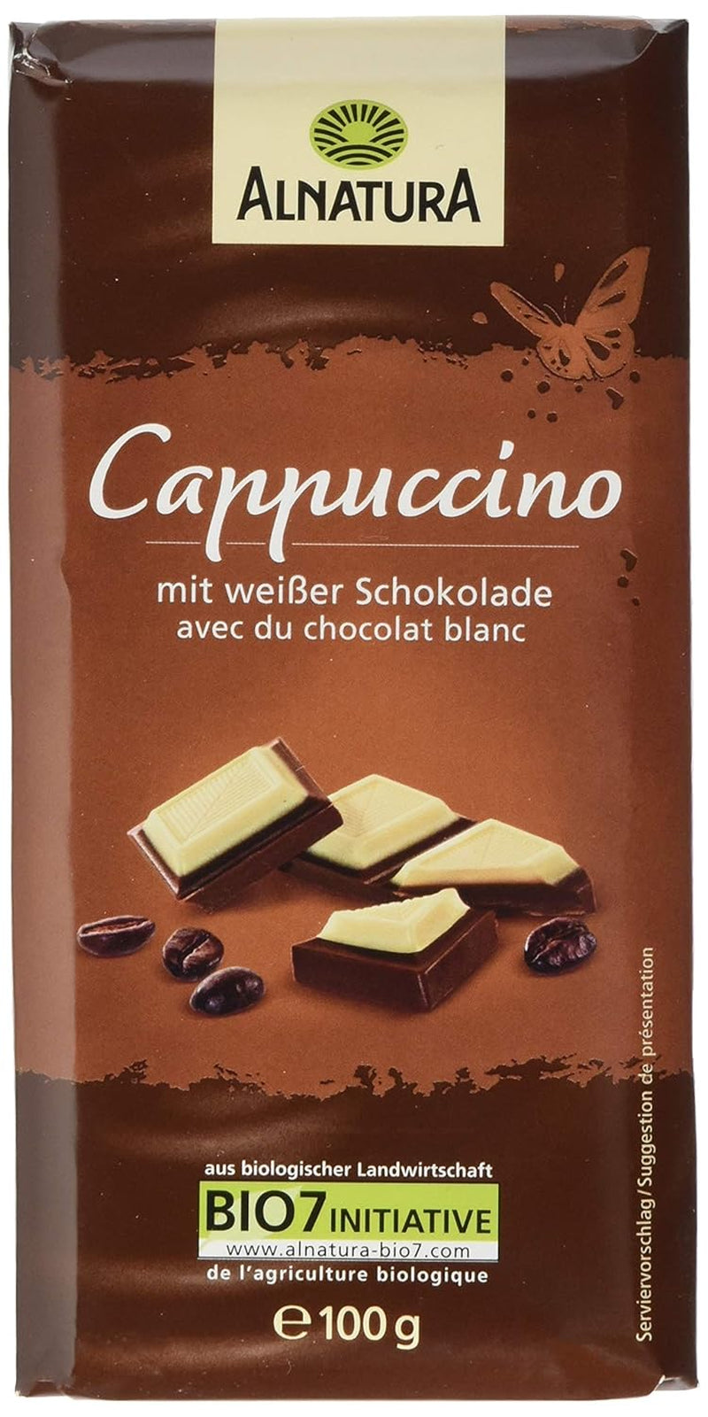 Cioccolato biologico ripieno di cappuccino, 100g