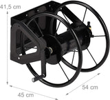 Avvolgitubo Relaxdays, avvolgitubo con manovella, per tubo da 60 m, acciaio, AxLxP: 41,5 x 54 x 45 cm, nero