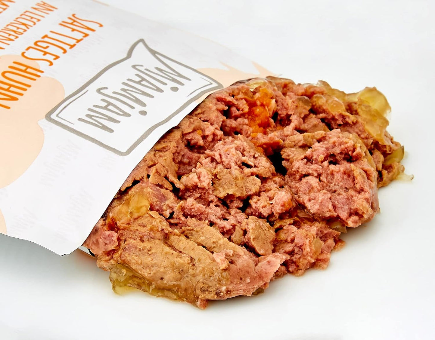 MjAMjAM - Cibo umido premium per gatti - Busta comprimibile - Pollo succoso con deliziose carote Confezione da 12 (12 x 125 g) Senza cereali con carne extra