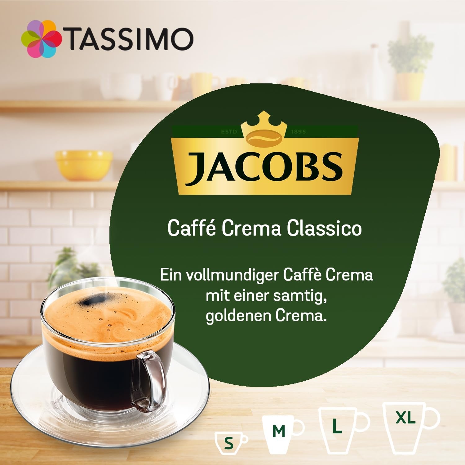 Tassimo Kapseln Jacobs Caffè Crema Classico, 5 x 16 cialde, 80 Kaffeekapseln