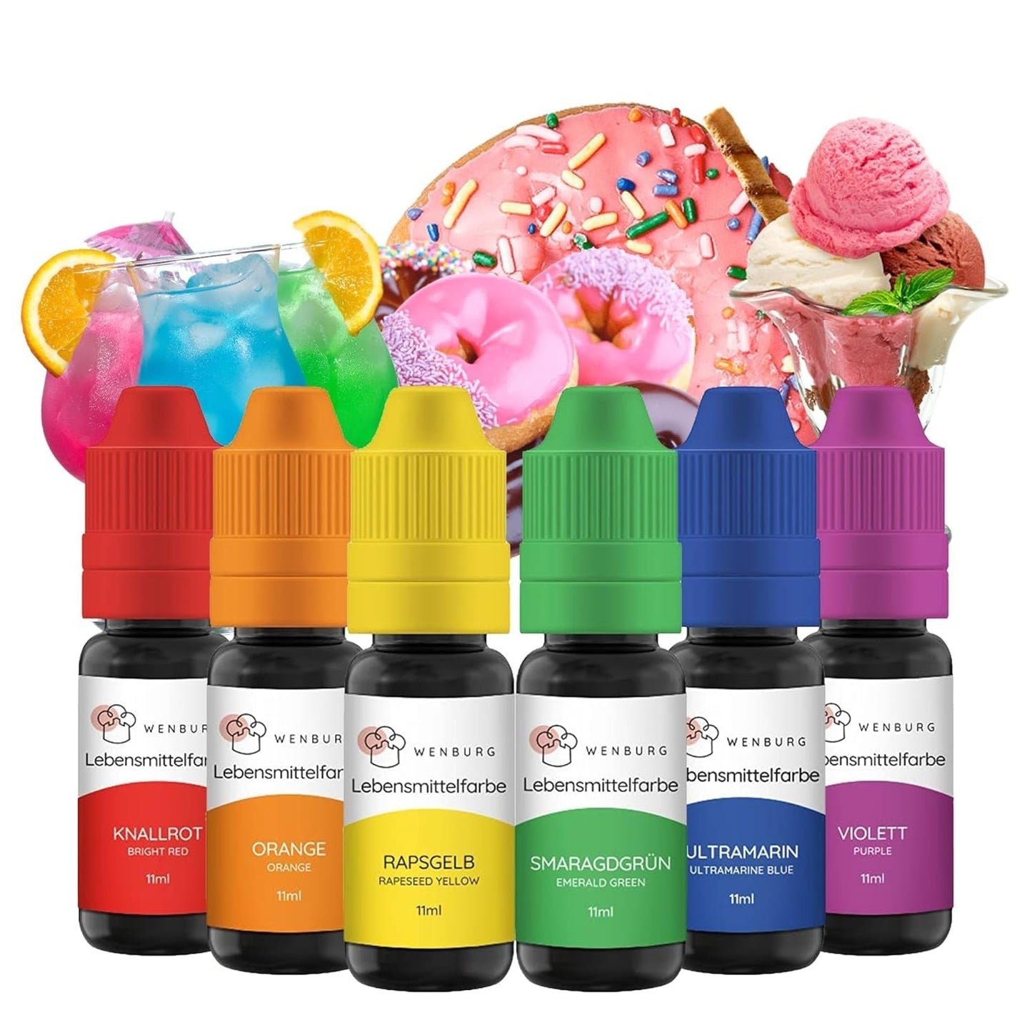 Colorante alimentare Wenburg, glitter, 11 ml, concentrato, prodotto in UE, liquido. Per colorare impasti, bevande, aromi, slime - colorante alimentare glitter oro - colorante torta oro - glitter oro