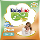 Pannolini per bambini sensibili, taglia 1, neonato (2-5 kg), 26 pezzi