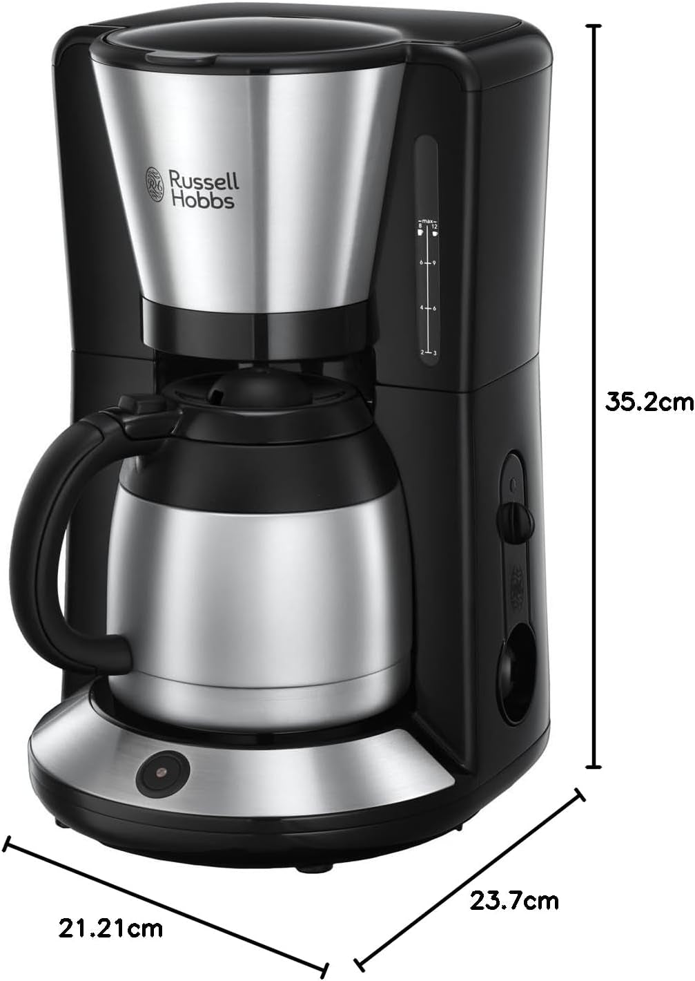 Macchina per caffè Russell Hobbs [soffione doccia per estrazione e aroma ottimali] Adventure (da 1 a 8 tazze, caraffa termica da 1,0 litri, spegnimento automatico, sistema antigoccia, 1100 W) Macchina per caffè con filtro 24020-56