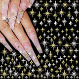120 pezzi Ciondoli per unghie Stella Oro-Argento Stella Y2K Chiodi Ciondoli per stella in metallo Dimensioni miste Viti per unghie Design per unghie stella Nail art Ciondoli a stella 3D Decorazione per unghie Ciondoli per unghie Accessori per unghie