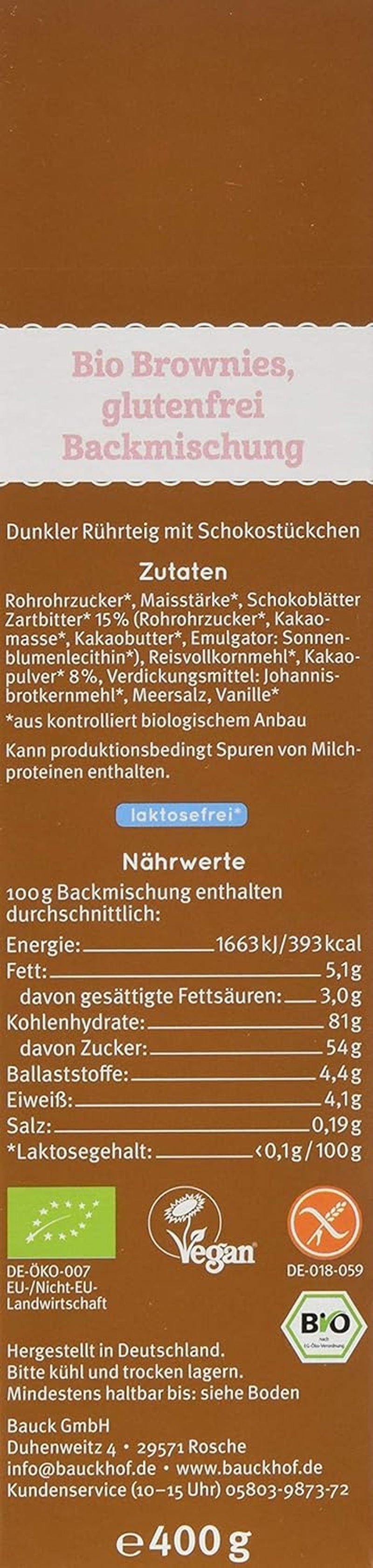 Brownies Senza Glutine, Confezione 3Er (3 X 400 G) - Bio Naty Shop