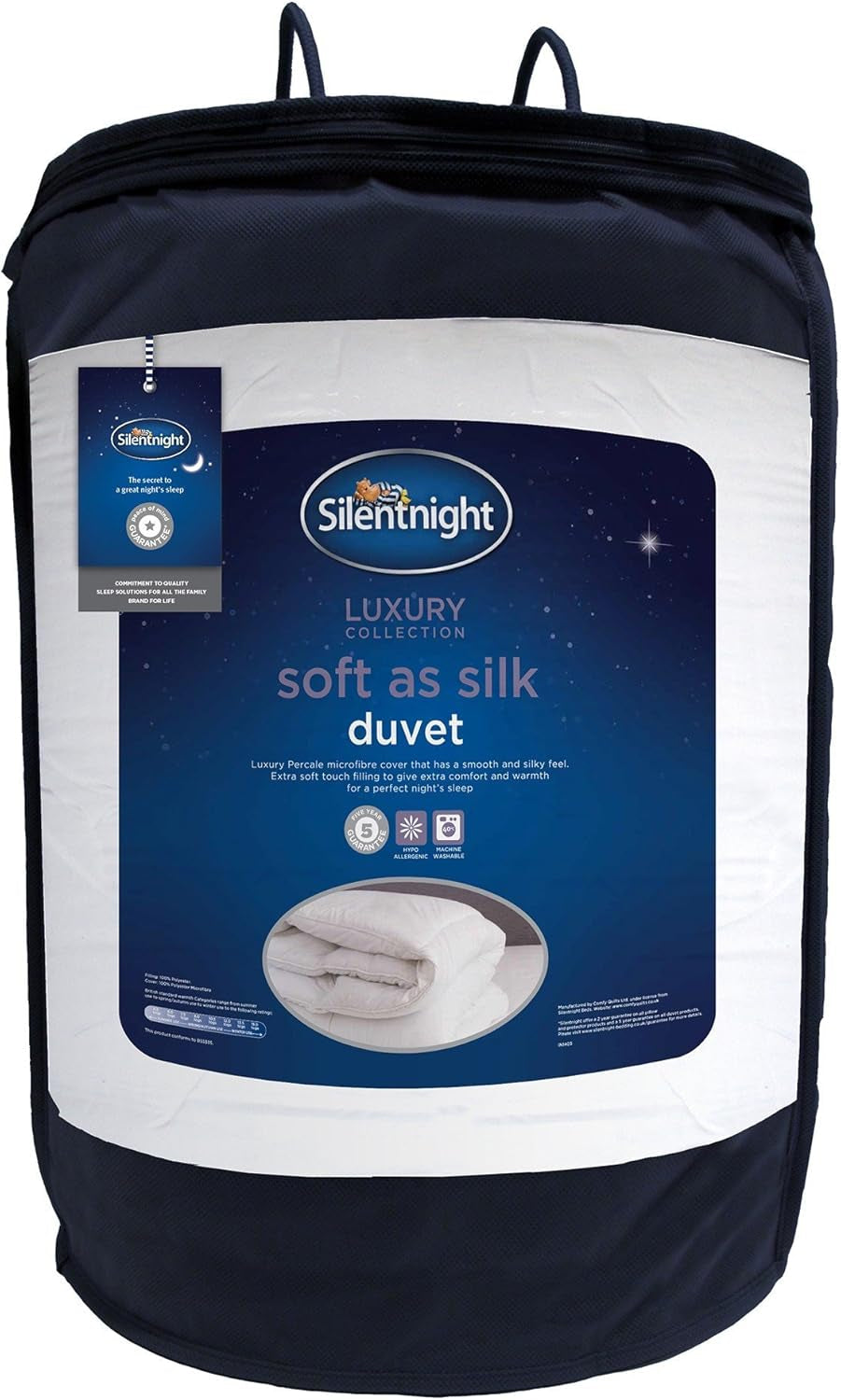 Piumino Silentnight Morbido come Seta, 10.5 tog, per letto matrimoniale, bianco, microfibra, bianco, king size Trapunte e Trapunte Naty Shop 40X35X35 Cm 10.5 Tog