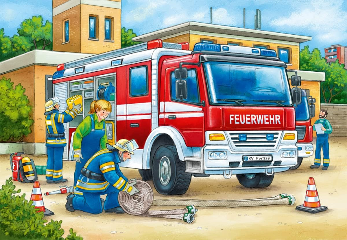 Ravensburger Puzzle per bambini - 07574 Polizia e vigili del fuoco - Puzzle per bambini dai 3 anni, con 2X12 pezzi Puzzle Naty Shop