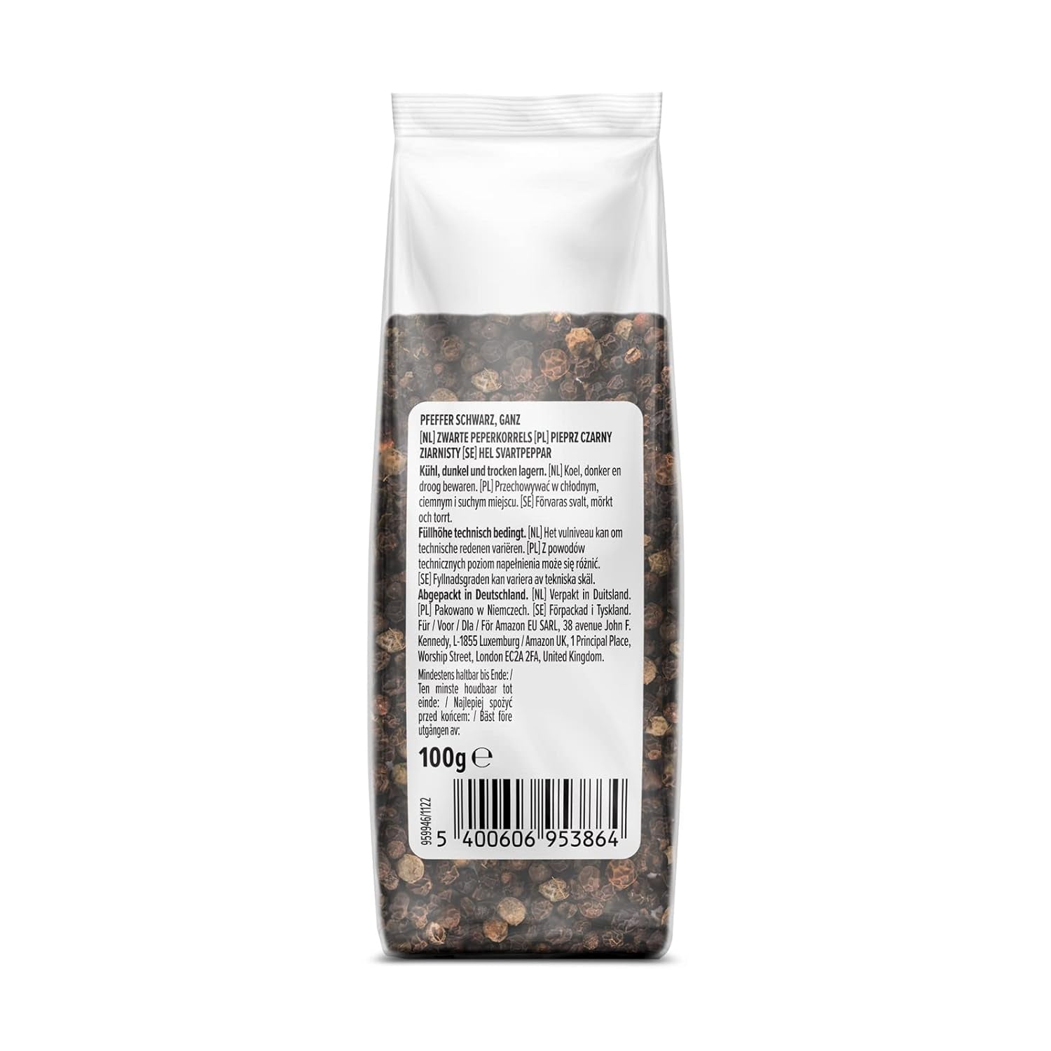 di Amazon Schwarzer Pfeffer ganz, 100g