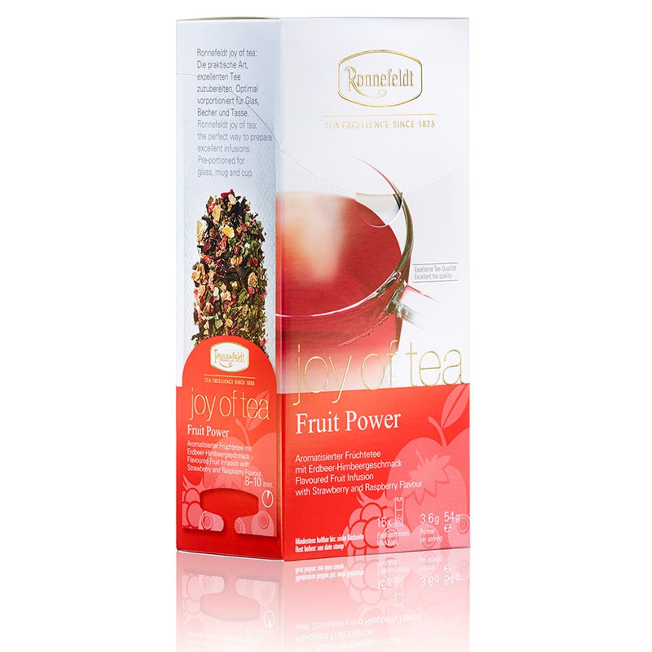 Fruit Power "Joy of Tea" - Tè alla frutta al gusto di fragola e lampone, 15 bustine di tè, 54 g