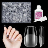 Unghie finte corte Ballerina 500 pezzi Colla su 12 misure Unghie artificiali Punte per unghie corte in gel morbido con copertura completa per unghie in gel Corte S