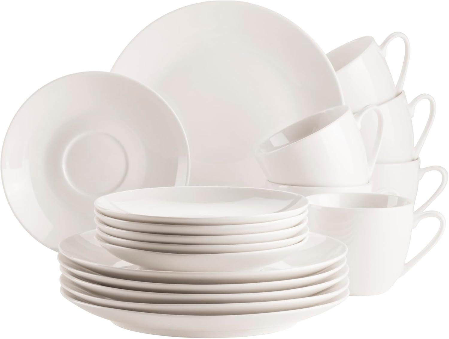 MÄSER 934105 Serie Belmira, Servizio da caffè Classico per 6, Servizio da caffè da 18 pezzi, Senza tempo, Elegante, Delicato, Porcellana, Bianco