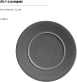 MÄSER Serie Unico, Servizio da tavola per 2, Senza tempo, Elegante, Servizio da tavola in ceramica da 8 pezzi, Gres, Antracite