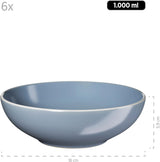 MÄSER 931844 Set di stoviglie moderne serie Elissa per 6, blu con bordo bianco, set combinato da 24 pezzi, ceramica