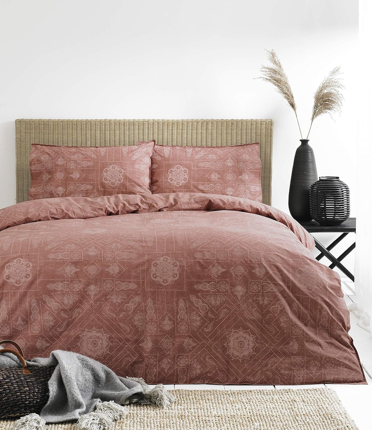 The Linen Yard Set copripiumino bohémien, Rosso, 260 X 220 cm Piumini e trapunte Naty Shop Rosso 260 X 220 cm