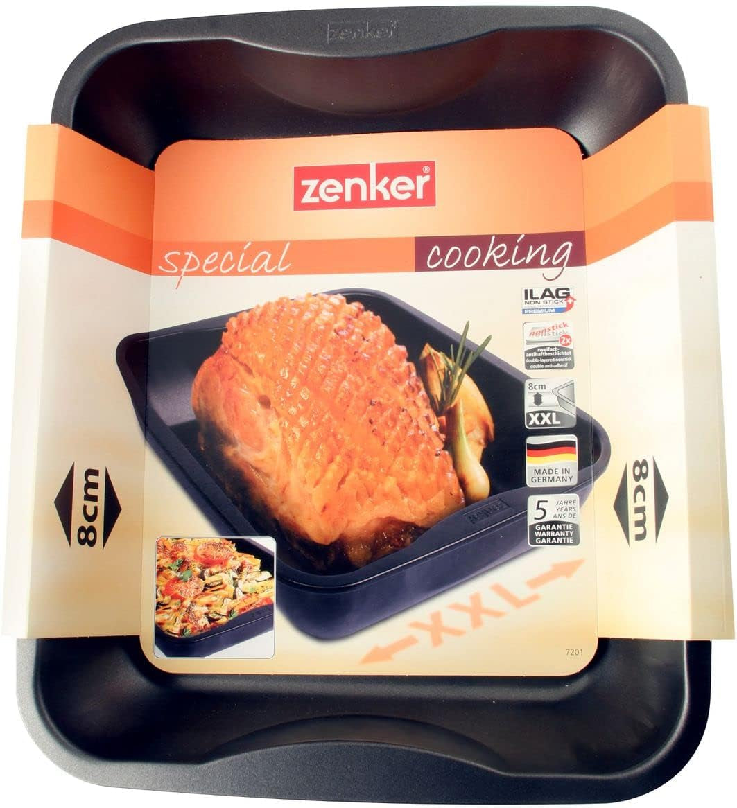 Zenker Xxl-Brat- Und Auslaufform (40 X 8 X 34 Cm) SPECIAL COOKING, Rechteckige Ofenform Mit Antihaftbebeschichtung, Backblech Für Krosse Braten & Saftige Aufläufe (Farbe: Schwarz), Menge: 1 Stück Stampi e vassoi per cuocere Naty Shop