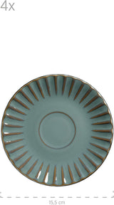 MÄSER 931966 Servizio da tavola serie Confino per 4 persone, look vintage moderno, set da colazione in ceramica, 12 pezzi, colore petrolio con accenti neri, gres