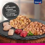 Vitakraft Poésie Délice, Country Selection, Nassfutter Katze, Katzennassfutter Gelee, con pollo, con manzo (1 confezione da 6x 85 g)
