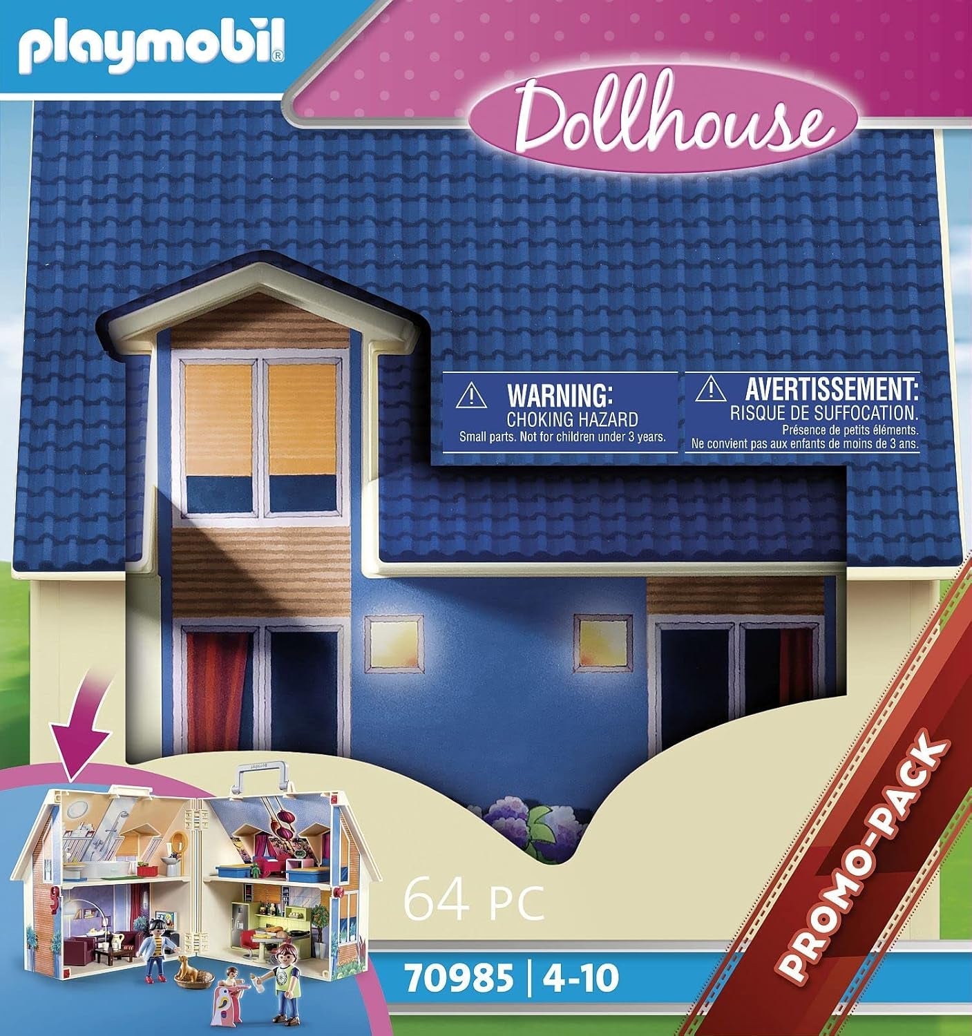 Casa delle bambole 70985 Casa delle bambole pieghevole con maniglia, giocattolo per bambini dai 4 anni in su e casa delle bambole 70209 Camera per adolescenti con figura della ragazza e accessori, 4+