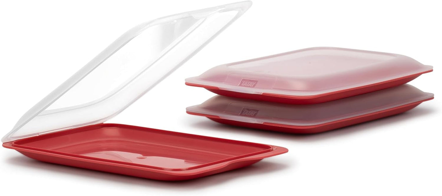 TATAY Fresh Slicer Box Set da 4, senza BPA, riutilizzabile, impilabile, lavabile in lavastoviglie e MWO, colori casuali. Misure 17 cm x 3,2 cm x 25,2 cm Scatole per alimenti Naty Shop Set 3 - Mirtillo
