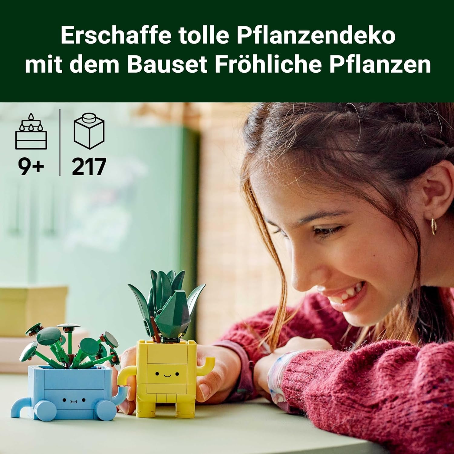 LEGO Botanicals Happy Plants - Set fai da te per bambini con 2 fiori artificiali e 2 vasi da fiori colorati con facce di cartoni animati - Idea regalo per ragazze dai 9 anni - 10349 Besuche set da costruzione den LEGO-Store