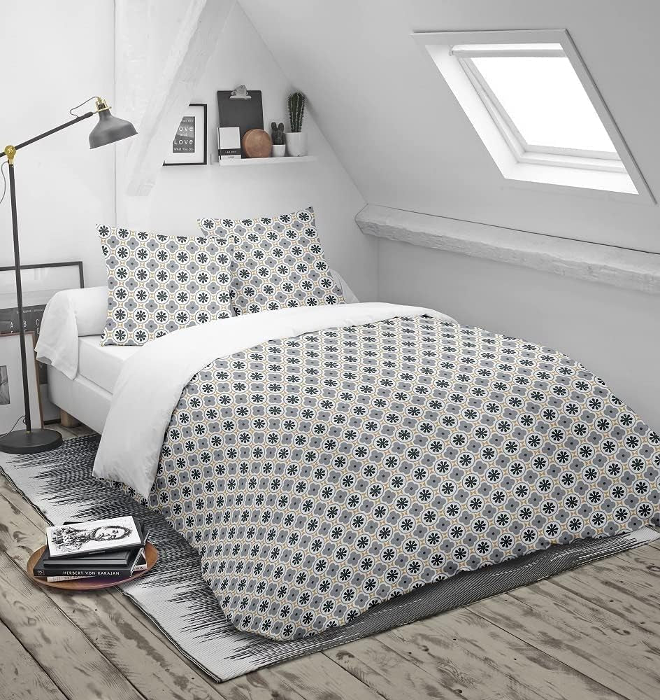 Copripiumino Blanrève Stampato o tinta unita, Temperato, Per letto matrimoniale, Di facile manutenzione, 240 X 220 Cm, Grigio, Bianco Trapunte e trapunte Naty Shop Titolo predefinito