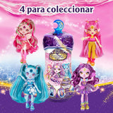 Pixlings Bambole magiche, 4 bambole assortite - 2 nuove - Bambola alla moda da 15 cm - Pozioni magiche - Giocattolo pozioni segrete (MG101000)