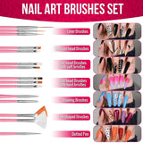 FANDAMEI Set di pennelli per nail art, 15 pezzi di pinsel per gel Nägel Nagel Pinsel, 5 pezzi di penna a pois, 10 rotoli di nastro adesivo, strasssteine ​​​​Nägel, ultra dünn Nagel Paillettes per nail art Maniküre Set