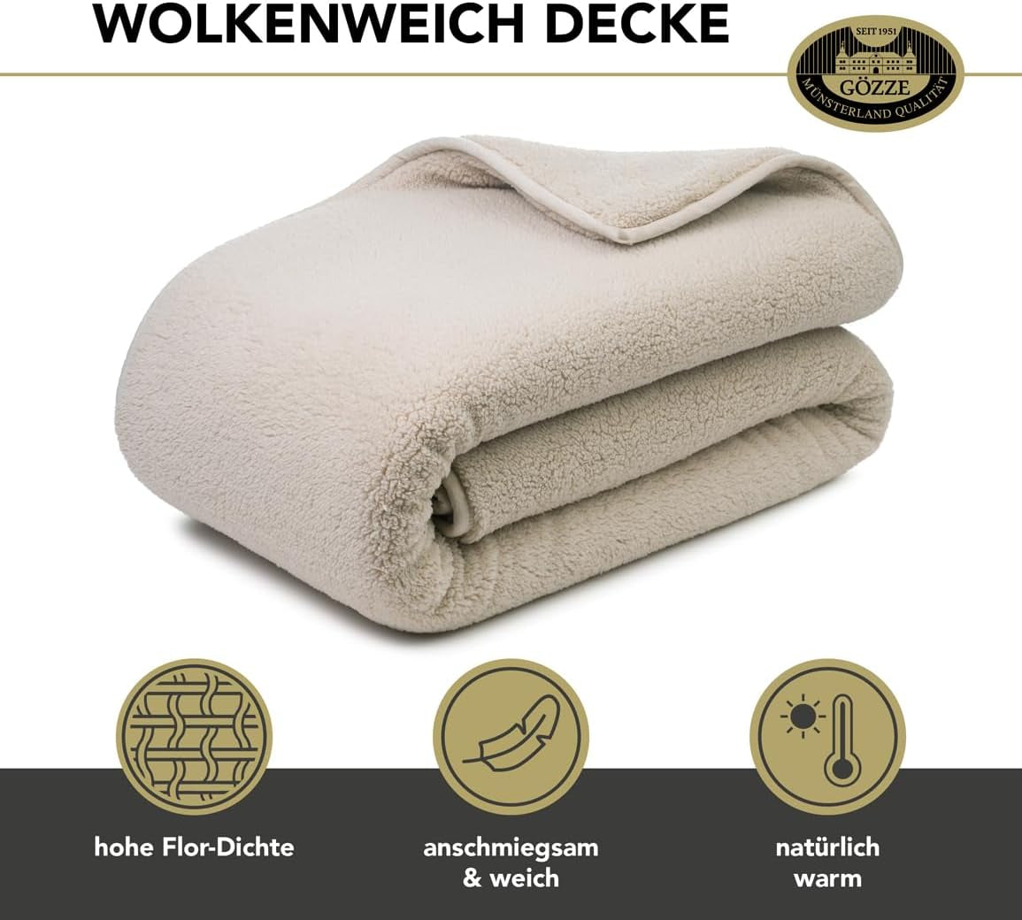 Gözze - Morbida coperta Cloud, imitazione pelle di pecora, 100% poliestere (microfibra), 150 X 200 Cm - Cammello Piumini e trapunte Naty Shop