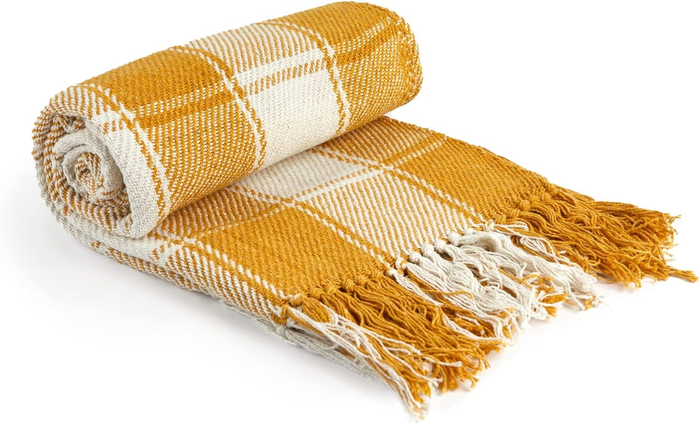 Plaid Frisco, Cotone riciclato, Tradizionale, Plaid, Per poltrona, divano, divano, plaid, coperta, Antracite, 127 X 152 Cm Emma Barclay Letti e coperte Ocra 70X100" (178X254Cm)