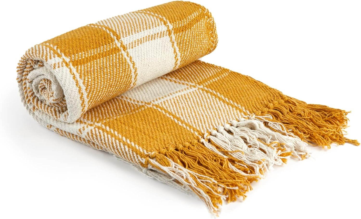 Plaid Frisco, Cotone riciclato, Tradizionale, Plaid, Per poltrona, divano, divano, plaid, coperta, Antracite, 127 X 152 Cm Emma Barclay Letti e coperte Ocra 70X100" (178X254Cm)