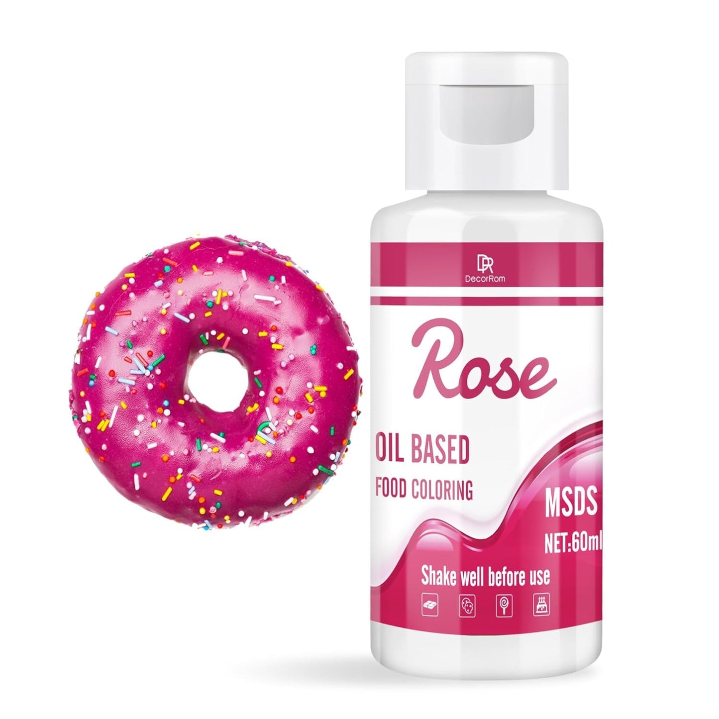 Colori dolci al cioccolato per cioccolato - 60 ml Colori dolci al burro per fondente, decorazioni torte, dolci - Colorante alimentare fluido per burro di kakao, crema al burro, torta (nero) Naty Shop Rose