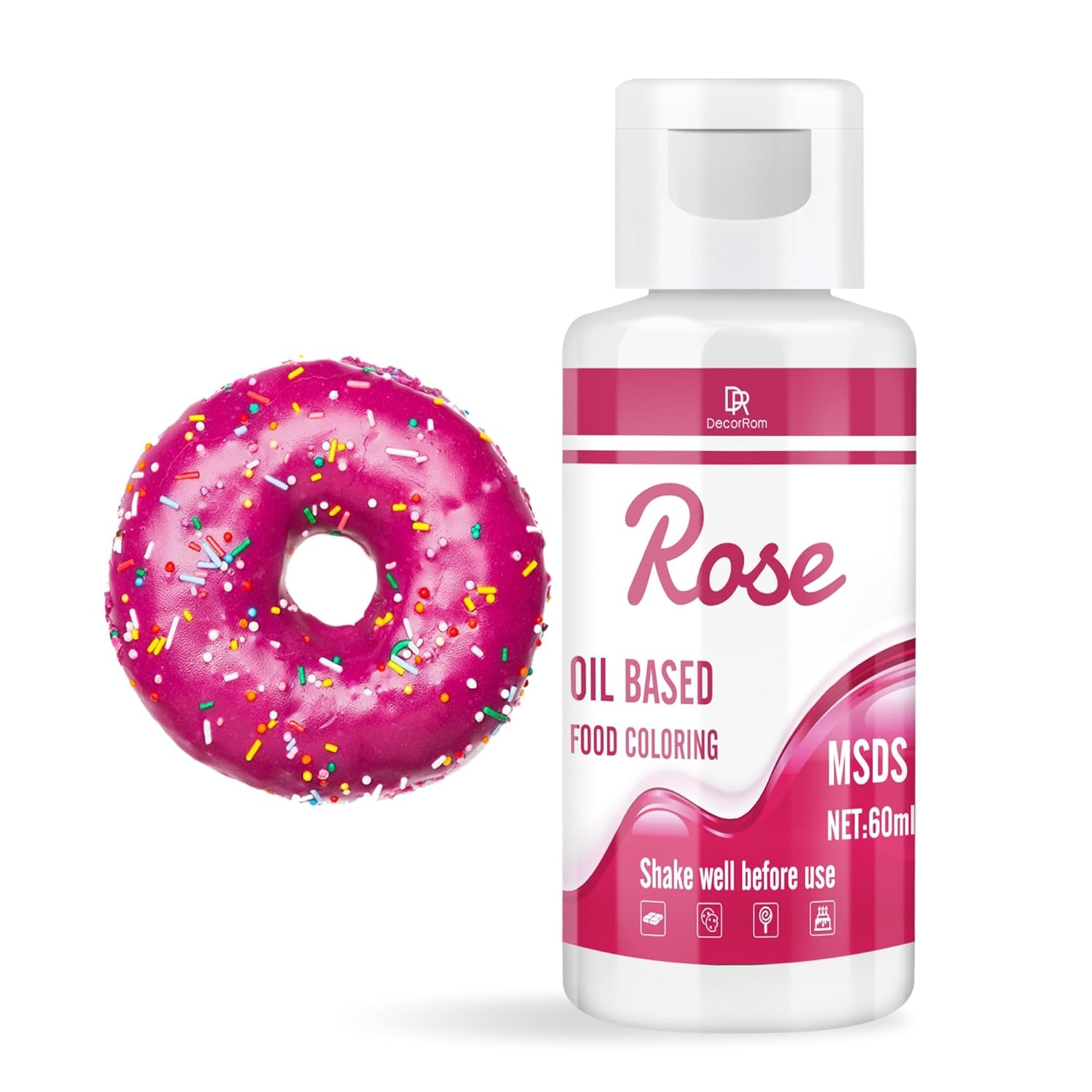 Colori dolci al cioccolato per cioccolato - 60 ml Colori dolci al burro per fondente, decorazioni torte, dolci - Colorante alimentare fluido per burro di kakao, crema al burro, torta (nero) Naty Shop Rose