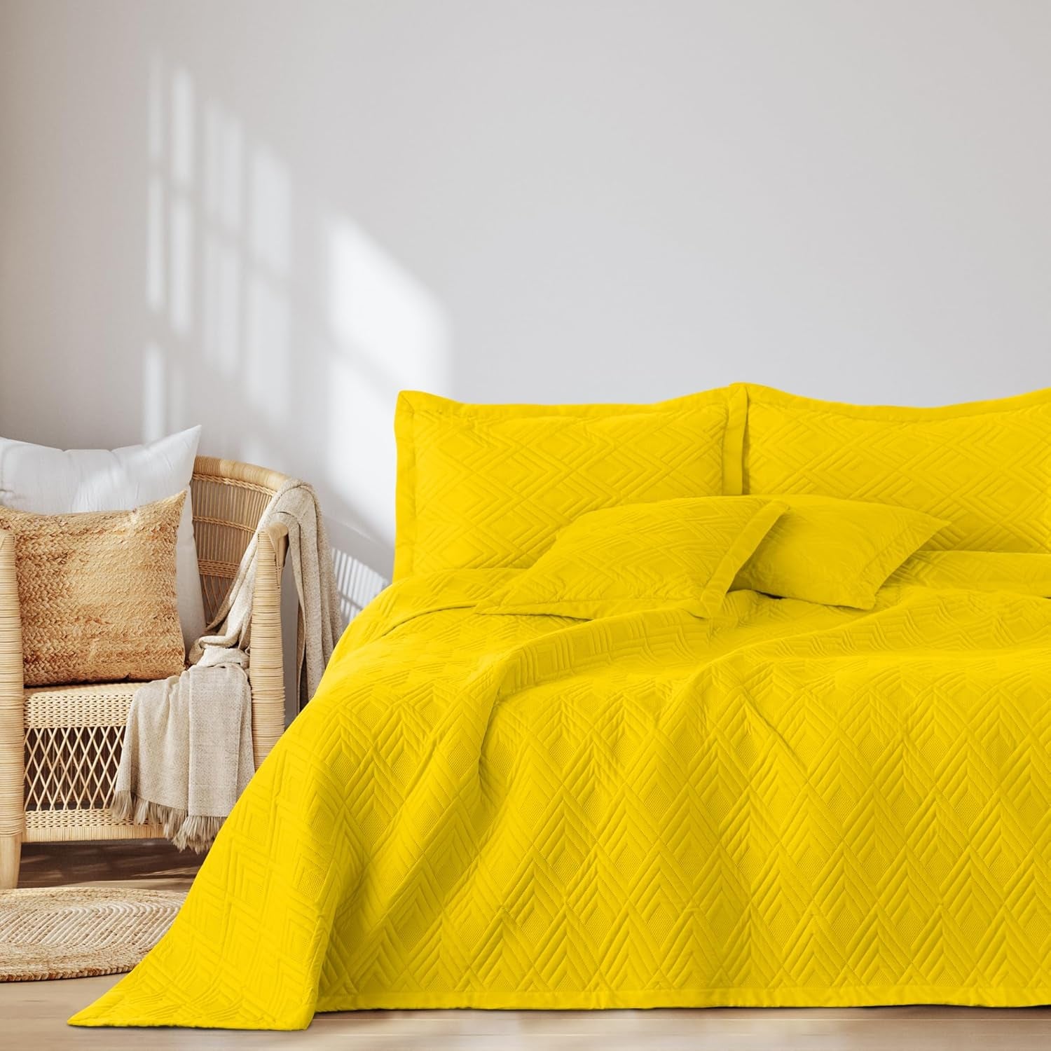 Ameliahome Copriletto 170X210 Cm Copriletto Fronte/retro Trapuntatura Ad Ultrasuoni Poliestere Ophelia Verde Scuro Letti e Coperte Besuche den AmeliaHome-Store Ophelia Giallo 220X240 Cm