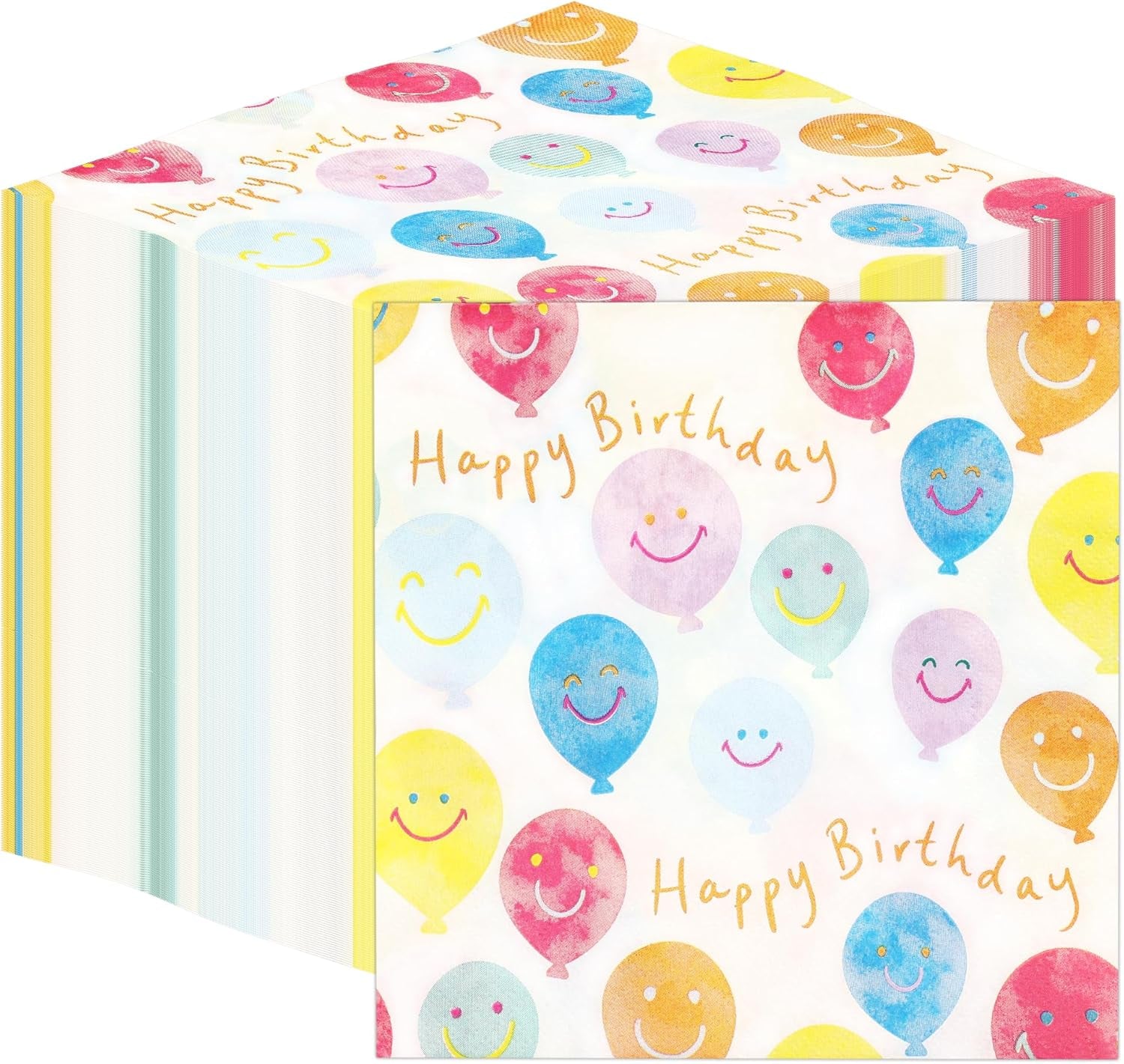 Tovaglioli di carta da tavola con faccina sorridente di buon compleanno di alta qualità Tovaglioli con palloncini per catering per feste Tovaglioli usa e getta ecologici compostabili durevoli riciclabili