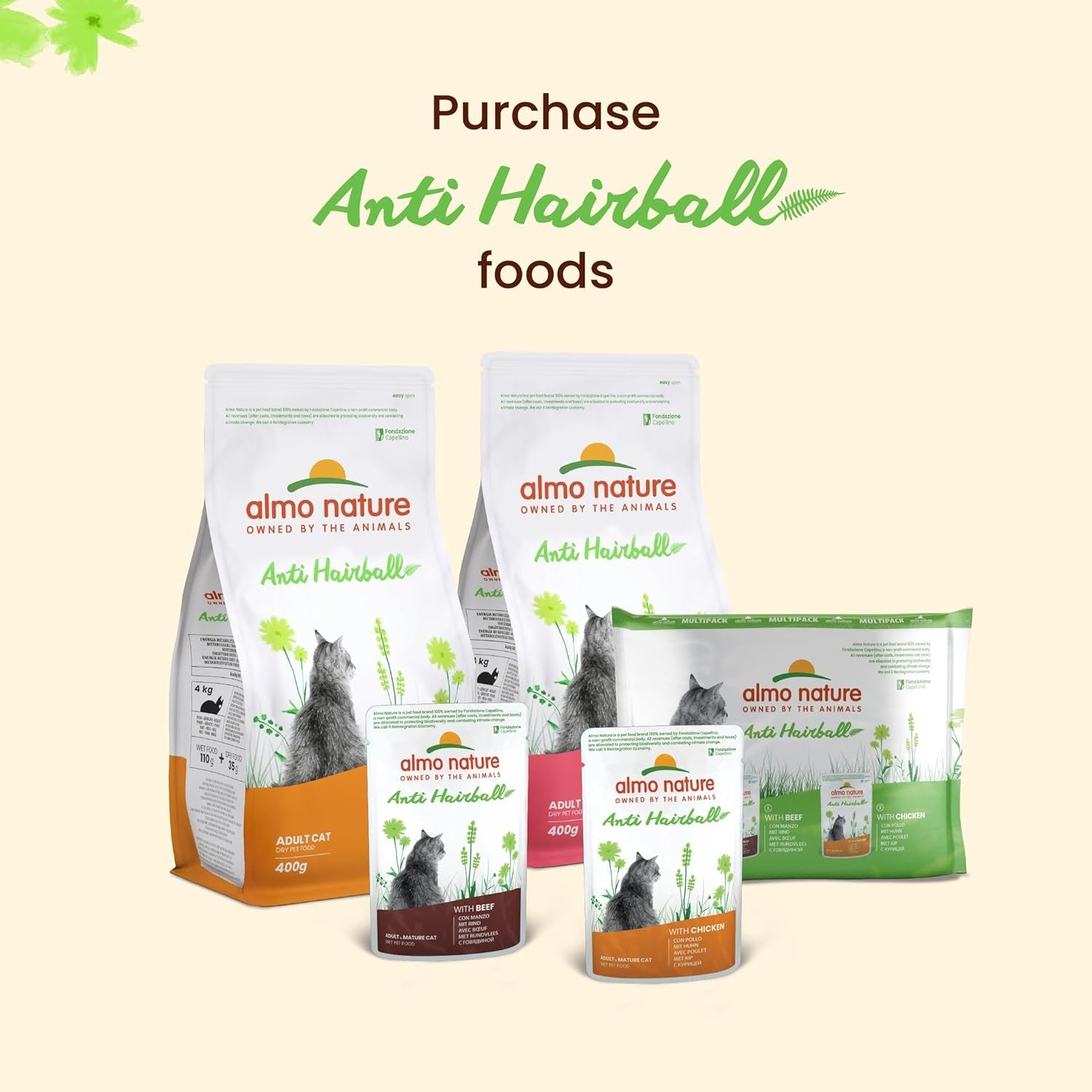 Almo Nature Functional - Anti-boli di pelo - Alimento umido per gatti adulti e maturi - con cuccioli - Combatte la formazione dei boli di pelo - 70 g (confezione da 30)