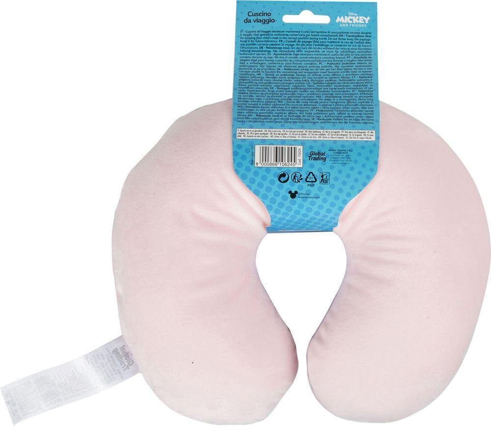 Tataway in Viaggio SI Grows - Cuscino da viaggio Disney Minnie Mouse | Materiale morbido e vellutato | Lavabile a mano 30° | Imbottitura con micro perle | Seggiolino per bambini adatto dai 3 anni, Rosa, taglia unica, velluto Cuscini da viaggio Naty Shop