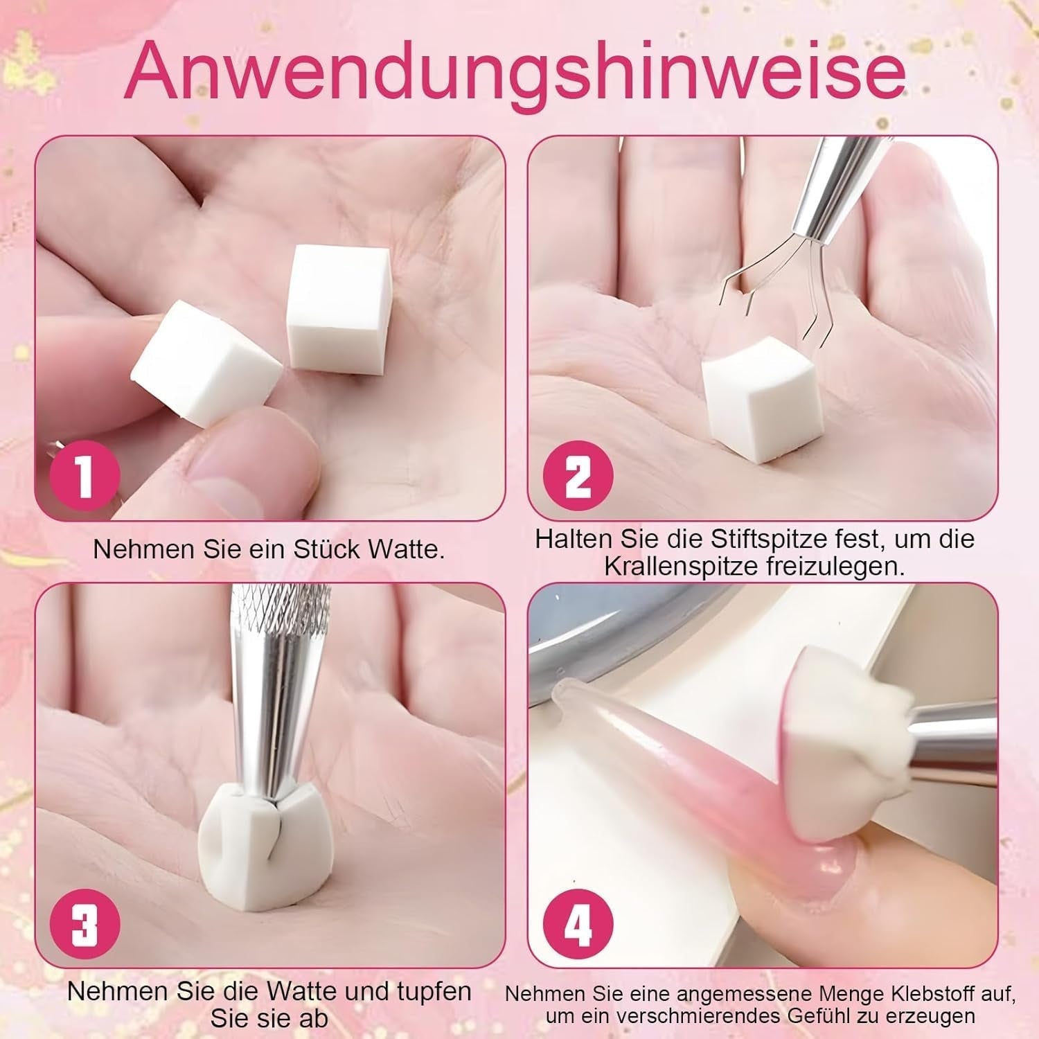 100 Stk Nail Art Schwamm con metallo, decorazioni per unghie, Baby Boomer, opera di rendering con blocchi di greifer, manicure gradiente Nail Art Schwamm, per set di pin, Nägel, decorazioni per unghie design