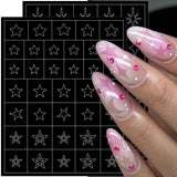 6 Fogli Modello Aerografo Adesivi per Unghie, Farfalla Fiamma Stelle Cuore Stelle Adesivi per Unghie Stampa Stencil Strumento Nail Art Adesivi Autoadesivi per Donne Nail Art Design Adesivi