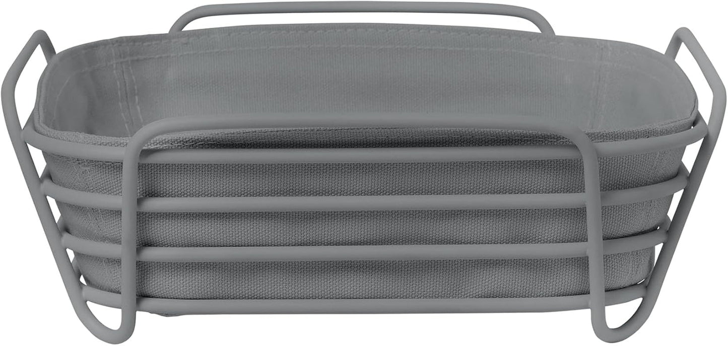 Blomus -DELARA- cestino per il pane taglia L, quadrato, borsa in tessuto rimovibile, design elegante, 26 x 26 cm, colore Moonbeam (64075) Scatole per alimenti Naty Shop Pelle di squalo Taglia unica