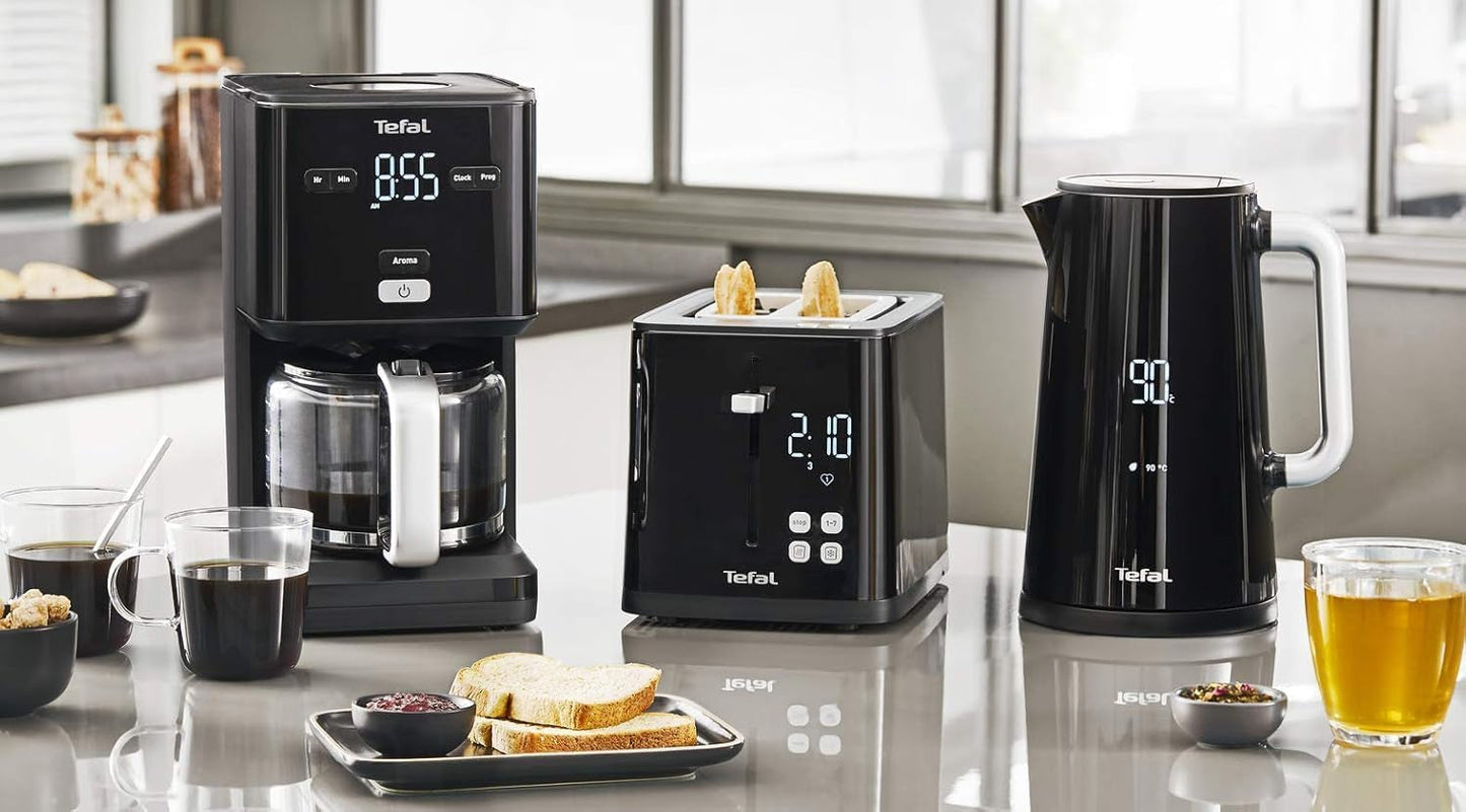 Macchina per caffè espresso Tefal Smart'n Light con timer, Macchina per caffè espresso con filtro programmabile 1,25 L, Funzione Aroma per un aroma intenso, Funzione Mantieni caldo, Antigoccia e Facile da pulire, Nero