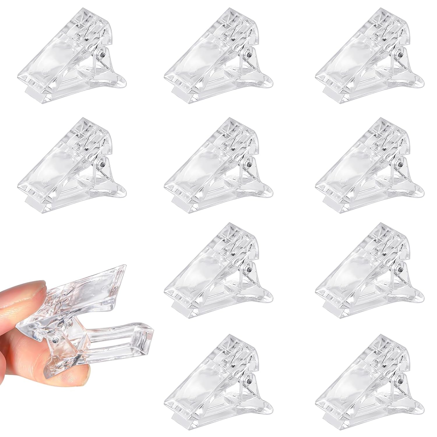 Clip per unghie, clip per manicure, clip per unghie trasparenti, clip in polygel trasparente, estensioni per unghie a costruzione rapida, assistente gel, 10 pezzi