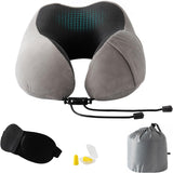 Cuscino per il collo, Cuscino per il collo dell'aereo, Cuscino da viaggio, Cuscino per il collo per adulti, Cuscino per il collo dell'auto, Cuscino per la casa, Cuscino ergonomico in memory foam, Schienale stretto lavabile, Regolabile, Grigio