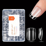 Modelones Nail Tips 216 pezzi - Set di punte per unghie a copertura totale, Set di punte in gel morbido, Punte per unghie in resina PMMA pre-lucidatura, Colla fai-da-te su unghie artificiali, Mandorle corte XS